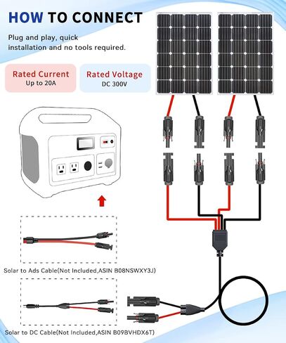 موصل اللوحة الشمسية ELECTOP إلى كابل محول DC 8 مم، قابس طاقة 6FT DC مع محول 5.5x2.5 مم، كابل تمديد موصلات الطاقة الشمسية 14AWG لمحطة الطاقة المحمولة GZ Yeti Jackery in Kuwait