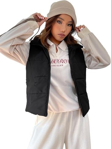 SOLY HUX Women's Zip Up Puffer Vest Coat Sleeveless Outerwear Winter Coats in Saudi Arabia