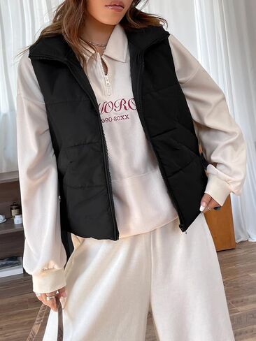 SOLY HUX Women's Zip Up Puffer Vest Coat Sleeveless Outerwear Winter Coats in Saudi Arabia