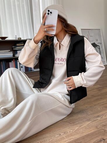 SOLY HUX Women's Zip Up Puffer Vest Coat Sleeveless Outerwear Winter Coats in Saudi Arabia
