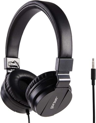 Licorne Lightweight Stereo Folding Wired Headphones for Kids Adults Adjustable Headband Headset for Cellphones Smartphones Laptop Computer Mp3/4 Earphones (Black) in Saudi Arabia