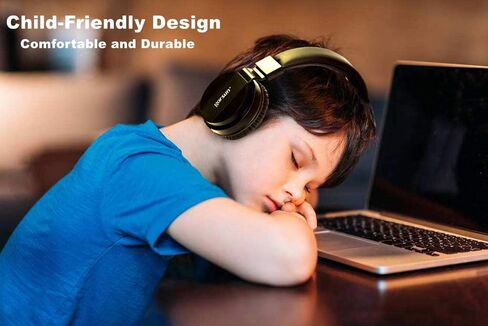 Licorne Lightweight Stereo Folding Wired Headphones for Kids Adults Adjustable Headband Headset for Cellphones Smartphones Laptop Computer Mp3/4 Earphones (Black) in Saudi Arabia