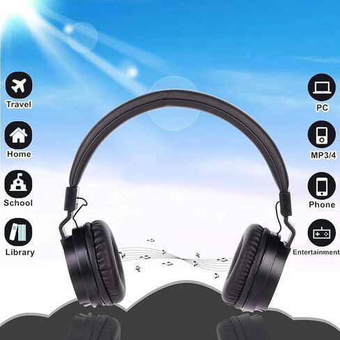 Licorne Lightweight Stereo Folding Wired Headphones for Kids Adults Adjustable Headband Headset for Cellphones Smartphones Laptop Computer Mp3/4 Earphones (Black) in Saudi Arabia