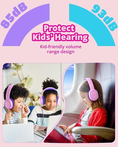 Tronsmart Kids Headphones KH01 Foldable Safety Volume 85/93dB Over-Ear Girls Boys Headphones for Kid HD Stereo 3.5mm Jack Wired Kids Headphones for Boys/Girls/School/Kindle/Travel/Tablets (Pink) in Kuwait