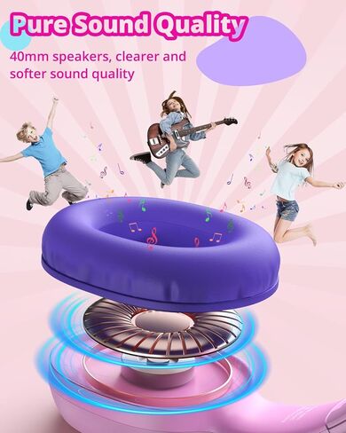 Tronsmart Kids Headphones KH01 Foldable Safety Volume 85/93dB Over-Ear Girls Boys Headphones for Kid HD Stereo 3.5mm Jack Wired Kids Headphones for Boys/Girls/School/Kindle/Travel/Tablets (Pink) in Kuwait