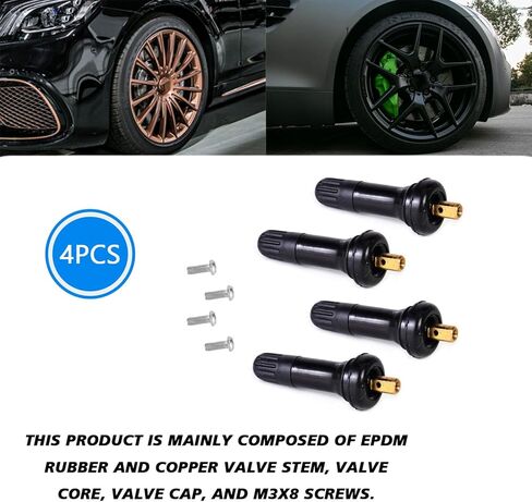 4 قطع أغطية صمام الإطارات TPMS 20008، فتحات مطاطية بدون أنابيب مقاس 0.453 بوصة استبدال جذع صمام استشعار ضغط الإطارات متوافق مع بويك، رام، شيفروليه، فورد، سوبارو، دودج in Kuwait
