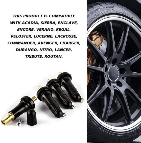 4 قطع أغطية صمام الإطارات TPMS 20008، فتحات مطاطية بدون أنابيب مقاس 0.453 بوصة استبدال جذع صمام استشعار ضغط الإطارات متوافق مع بويك، رام، شيفروليه، فورد، سوبارو، دودج in Kuwait