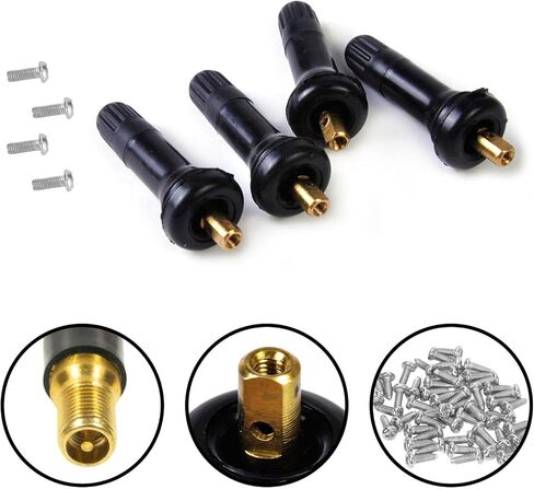 4 قطع أغطية صمام الإطارات TPMS 20008، فتحات مطاطية بدون أنابيب مقاس 0.453 بوصة استبدال جذع صمام استشعار ضغط الإطارات متوافق مع بويك، رام، شيفروليه، فورد، سوبارو، دودج in Kuwait
