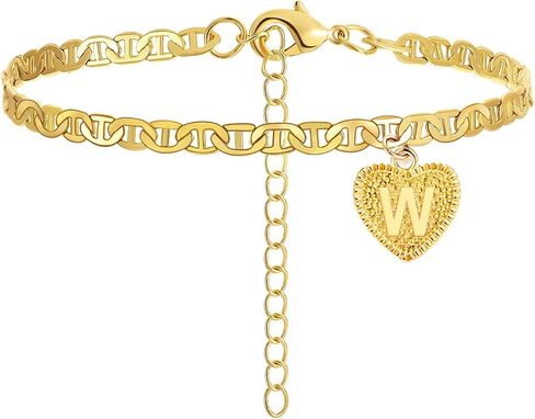 HUASAI Heart Anklet with Letter for Women Clearance Items Under 5 Dollars Gifts Initial Ankle Bracelets for Women Gold Cuban Link Anklets in Saudi Arabia