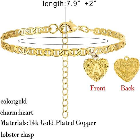 HUASAI Heart Anklet with Letter for Women Clearance Items Under 5 Dollars Gifts Initial Ankle Bracelets for Women Gold Cuban Link Anklets in Saudi Arabia