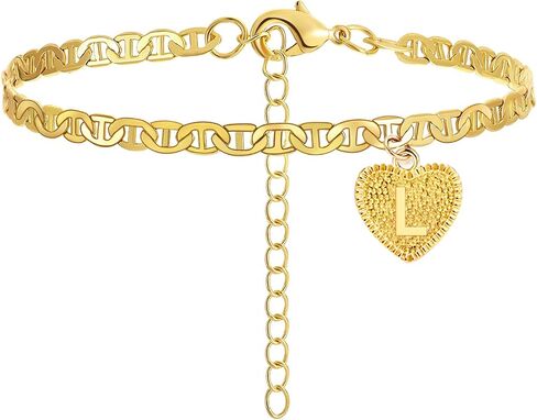 HUASAI Heart Anklet with Letter for Women Clearance Items Under 5 Dollars Gifts Initial Ankle Bracelets for Women Gold Cuban Link Anklets in Saudi Arabia