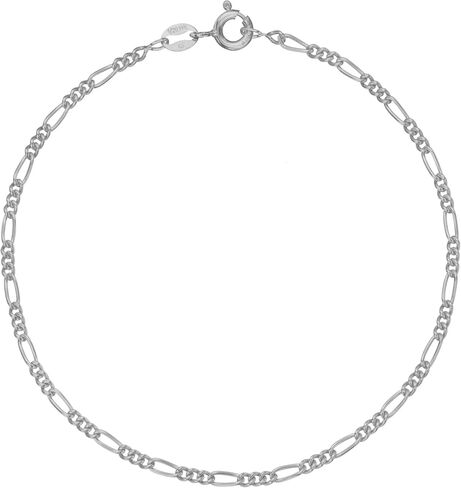 14K Gold or White Gold Filled Bracelet, Anklet, or Ankle Chain, 2.2mm Figaro Chain for Women and Men, Made in Italy, Waterproof, Sturdy, and Non-Tarnish Everyday Jewelry, Sizes 7"-11" in Saudi Arabia