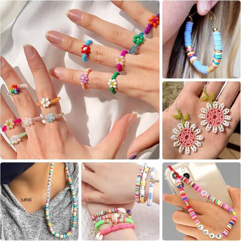 مجموعة صنع الأساور من QUEFE، 20000 قطعة خرز زجاجي 2 مم 3600 قطعة خرز صلصال لصنع المجوهرات مع خرز الحروف المعلقات لوازم خرز هيشي للهدايا المصنوعة يدويًا in Kuwait