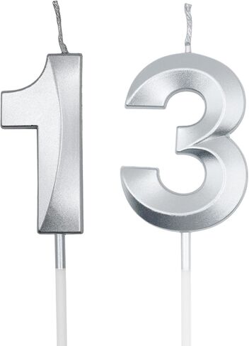 Silver 13th & 31st Birthday Candles for Cakes, Number 13 31 Candle Cake Cupcake Topper for Birthday Anniversary Party Decoration in Saudi Arabia