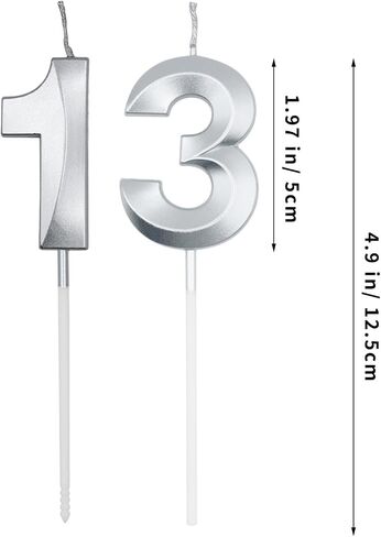 Silver 13th & 31st Birthday Candles for Cakes, Number 13 31 Candle Cake Cupcake Topper for Birthday Anniversary Party Decoration in Saudi Arabia