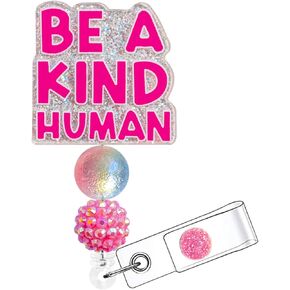 Nurse Badge Reel - Cute Badge Holder Retractable with ID Clip for Nurse Accessories for Work, Funny RN Badge Holder Reels with Swivel Alligator Clip (Be Kind)