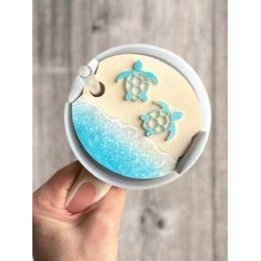40 Ounce Tumbler Topper for H2.0 Version Tumblers - Beach with Sea Turtles