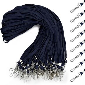50 Pcs Badge Lanyards Flat Lanyards for ID Badges Bulk lanyard with Swivel J Hook Clip for Office Worker, Student, Teacher (Red)