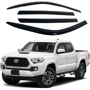 AUTOCLOVER Tape-On Rain Guards Window Visors 4 Pcs Set for Toyota Tacoma 2016 2017 2018 2019 2020 2021 2022 2023 / Window Deflectors, Out-Channel Vent Shades (Chrome)