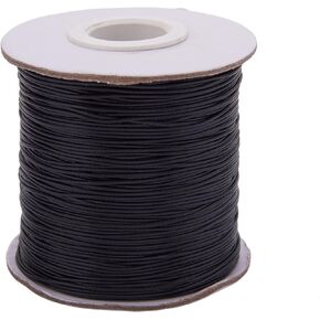 LiQunSweet Crafts 0.5mm 180m Jewelry Making Crafting Beading Macramé Environmental Korean Waxed Cotton Cord Thread (Black)