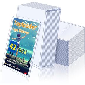 3" x 4" Card Sleeves, Top Loaders for Cards, 42 Count Baseball Card Protectors Hard Plastic, Sports Card Sleeves, Clear Card Holder for Collectible Trading Cards Sports Cards