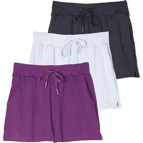 Real Essentials 3 Pack: Women's Shorts Hiking Athletic Yoga Lounge Workout Running Casual Pockets 2.5" (Plus Available)