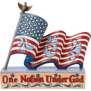 Enesco Jim Shore Heartwood Creek Patriotic One Nation Flag Figurine, 5.25 Inch, Multicolor