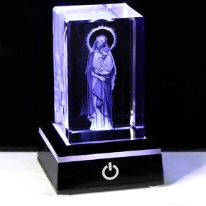 YWHL 3D Crystal Nativity Scene Figurines with Colorful Base Laser Engraved Holy Family Statues for Religious Gifts for Women Men on Christmas Christian Catholic Church Collectible Keepsakes