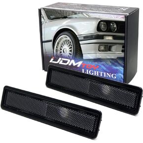 iJDMTOY Euro M-Tech Style Clear Lens Bumper Side Marker Lamp Housings Compatible With BMW E30 3 E34 5 Series, etc, Replace OEM Amber/Red Sidemarker Lamps