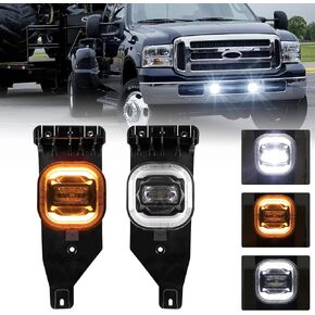 REALOVE LED مجموعة مصابيح الضباب لفورد F250 F350 F450 F550 سوبر ديوتي 2005 2006 2007 طقم مصابيح الضباب للقيادة مع DRL وإشارة الانعطاف 1 زوج