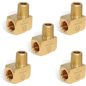 5pcs Brass Fitting,1/4" NPT Male Pipe, 1/4" NPT Female 90 Degree Barstock Street Elbow
