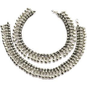 خلخال بوهو قطعتين | سحر الجرس الهندي بايال | فضة ألمانية جميع المعادن غير قابلة للتشويه | أعمال لحام دقيقة مصنوعة يدويًا بحرفية in Kuwait