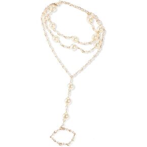 YERTTER Pearl Triple Layer Pearl Chain Barefoot Sandals Toe Ring Ankle Bracelet Chain Beach Wedding Foot Jewelry Anklets for Women and Girls