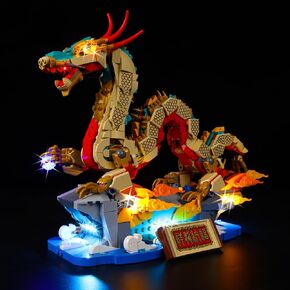 Kyglaring Led Light Set for Lego Spring Festival Auspicious Dragon 2024 Building Blocks, Chinese New Year Dragon Lighting Kit Compatible with Lego 80112 - No Lego Dragon Model(Classic Version)