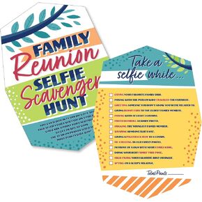 Big Dot of Happiness Colorful Family Reunion - Selfie Scavenger Hunt - Family Gathering Party Game - Set of 12