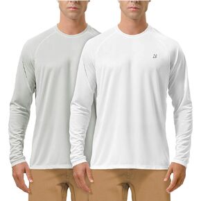 (Size: M) Men's 2 Pack UPF 50+ Fishing Shirts Long Sleeve UV Sun Protection Tops