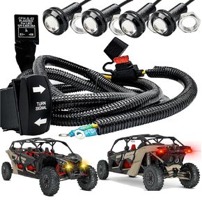 Amber & Red LED Turn Signal Kit Plug & Play Power Bus Bar Distribution Block Wire Harness Compatible with 2018-2023 Can-Am Maverick X3 Max RS Turbo RR Sport Trail Defender