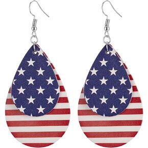 4th of July Patriotic Earrings, American Flag Earrings, Independence Day Stud Dangle Drop Earrings Hook Fashion Jewelry Gift for Women
