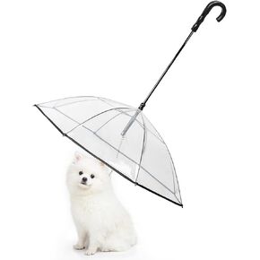 Clear Dog Umbrella for Small Dog with Leash Rainproof Foldable Pet Umbrella for Puppy Doggie