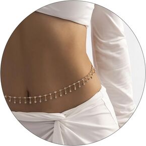 Waist Chain Rhinestones Gold Body Chain for Women Dainty Summer Beach Sexy Bikini Belly Chain Adjustable Simple Body Chain Jewelry for Women Girls