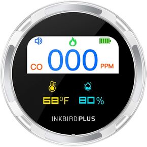INKBIRDPLUS Carbon Monoxide Detector 3-in-1 Portable Mini Gas Quality Humidity Temp Monitor, Powered by Battery with Digital Display, Alarm Sensor of CO, Easy to Use for Home and Travel Camp RV