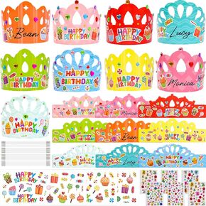FANCY LAND 27 Pack DIY Birthday Crowns Craft Paper Birthday Crowns Create Your Own Birthday Crowns Hats Headband for Kids Adults Classroom School VBS Party Supplies