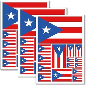 Puerto Rico Flag Sticker Puerto Rican Decal in Multiple Sizes (3 Pack, 11.7x8.3 Inches)