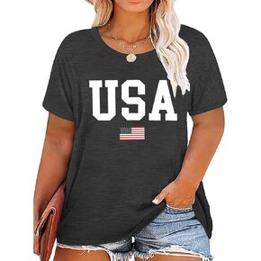FCHICH Plus Size We The People 1776 Tshirt Women American Flag Graphic Patriotic Tees Casual Short Sleeve 4th of July Shirt