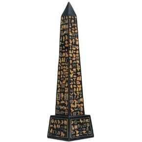 SUMMIT COLLECTION Black Egyptian Obelisk with Gold Hieroglyphs Collectible Figurine