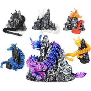 Dragon Egg Fidget Toy for Adult Mystery Egg 3D Printed Flexible Articulating Dragon Collectible Figurine Christmas Easter Gift (Dragon with Mountain)