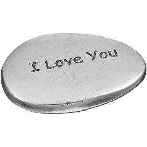 Abbott Collection Small I Love You Pebble, Silver