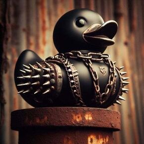 Punk Duck Figurines Gothic Duck Resin Statues Dark Satan Duck Collectible Figures Halloween Rubber Ducks Desktop Decoraction (Cyberpunk Duck, 10 * 7 * 7cm)