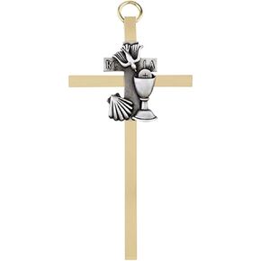 Brass RCIA Communion Chalice Hanging Wall Cross Decorations, 4 1/2 Inch