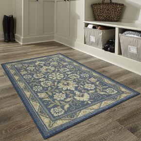 Maples Rugs Florence Kitchen Rugs Non Skid Washable Accent Area Carpet [Made in USA], 1'8 x 2'10, Blue